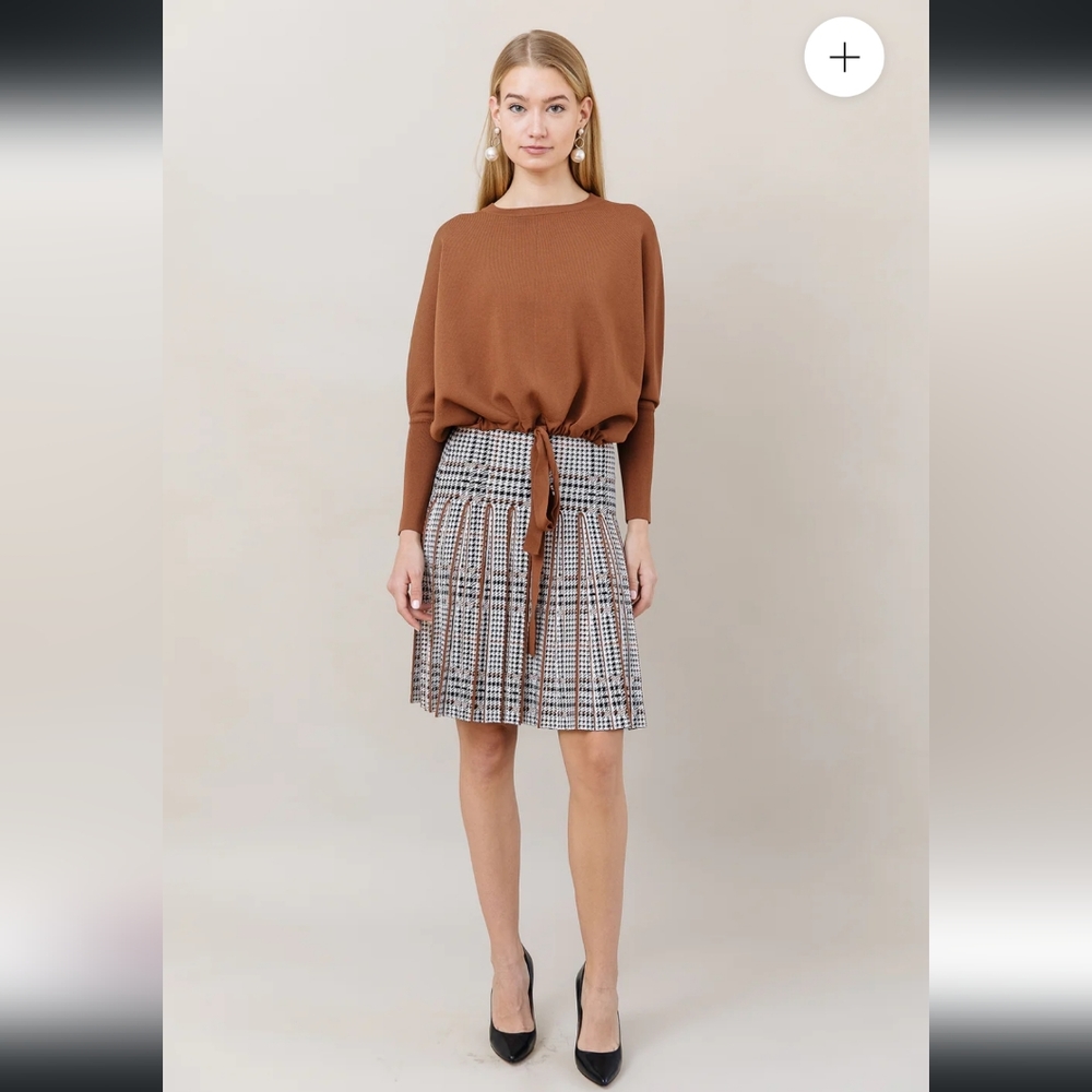 Apparalel infinity pleated skirt in caramel plaid size small long- 25 inch